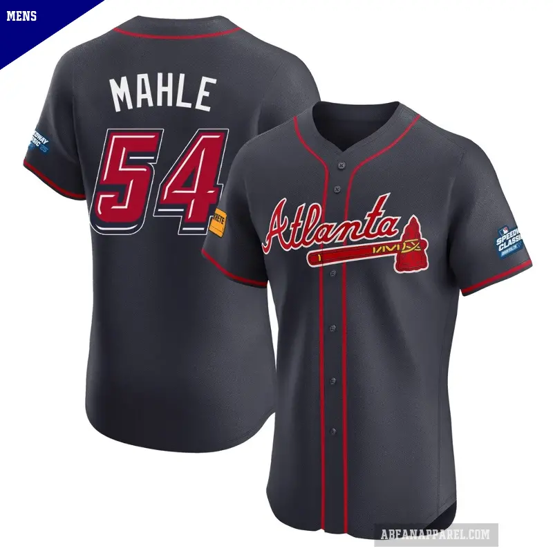 Men's No.54 Tyler Mahle Atlanta Braves Navy Elite 2025 Speedway Classic Alternate Jersey