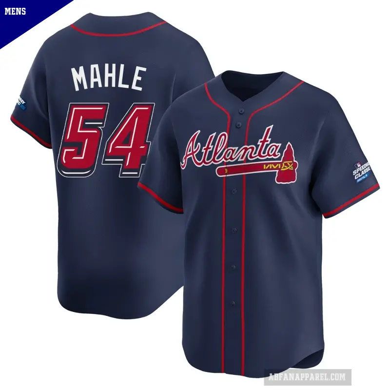Men's No.54 Tyler Mahle Atlanta Braves Navy Limited 2025 Speedway Classic Alternate Jersey