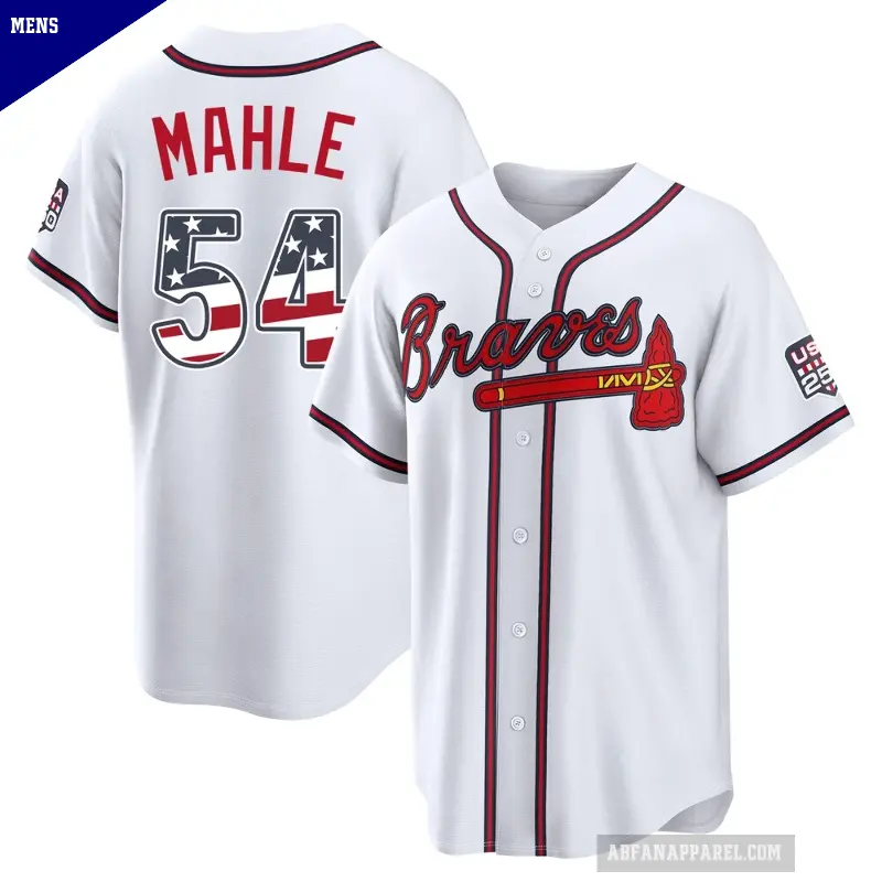 Men's No.54 Tyler Mahle Atlanta Braves White Limited USA 250 Fourth Of July Home Stadium Jersey