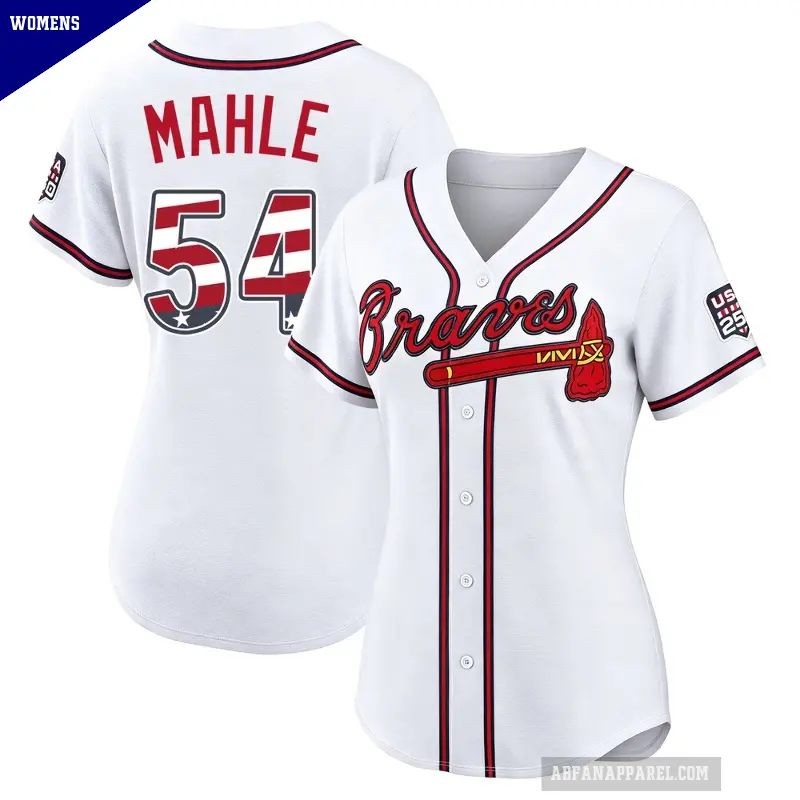 Women's No.54 Tyler Mahle Atlanta Braves White Limited USA 250 Fourth Of July Home Stadium Jersey