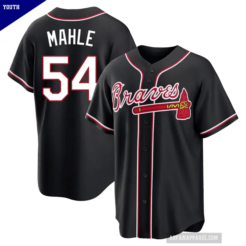 Youth No.54 Tyler Mahle Atlanta Braves Black Replica Fashion Out Jersey